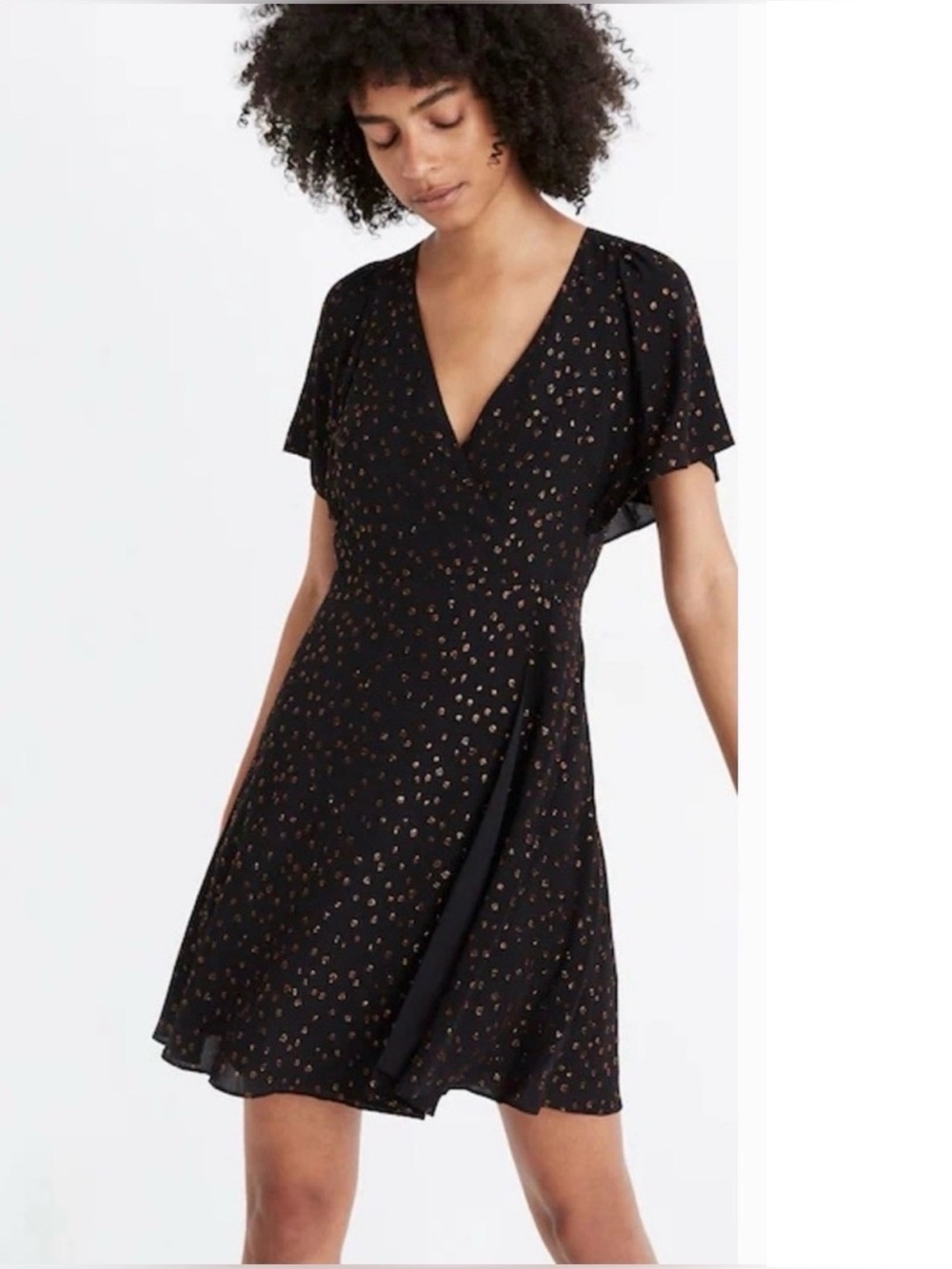 MADEWELL!!!🤩NWT! Black & Orange Spotted Dress